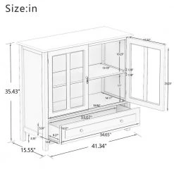 White Buffet Storage Cabinet with Double Glass Doors and Unique Bell Handle by Siavonce 12 White Buffet Storage Cabinet with Double Glass Doors and Unique Bell Handle by Siavonce -OS Home Sales Shop white siavonce sideboards buffet tables dj y w28227723 c3 1000