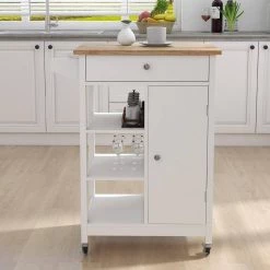 Kitchen Island Rolling Trolley Cart With Towel Rack Rubber Wood Table Top by Siavonce 21 Kitchen Island Rolling Trolley Cart With Towel Rack Rubber Wood Table Top by Siavonce -OS Home Sales Shop white siavonce sideboards buffet tables dj y w28235382 31 1000