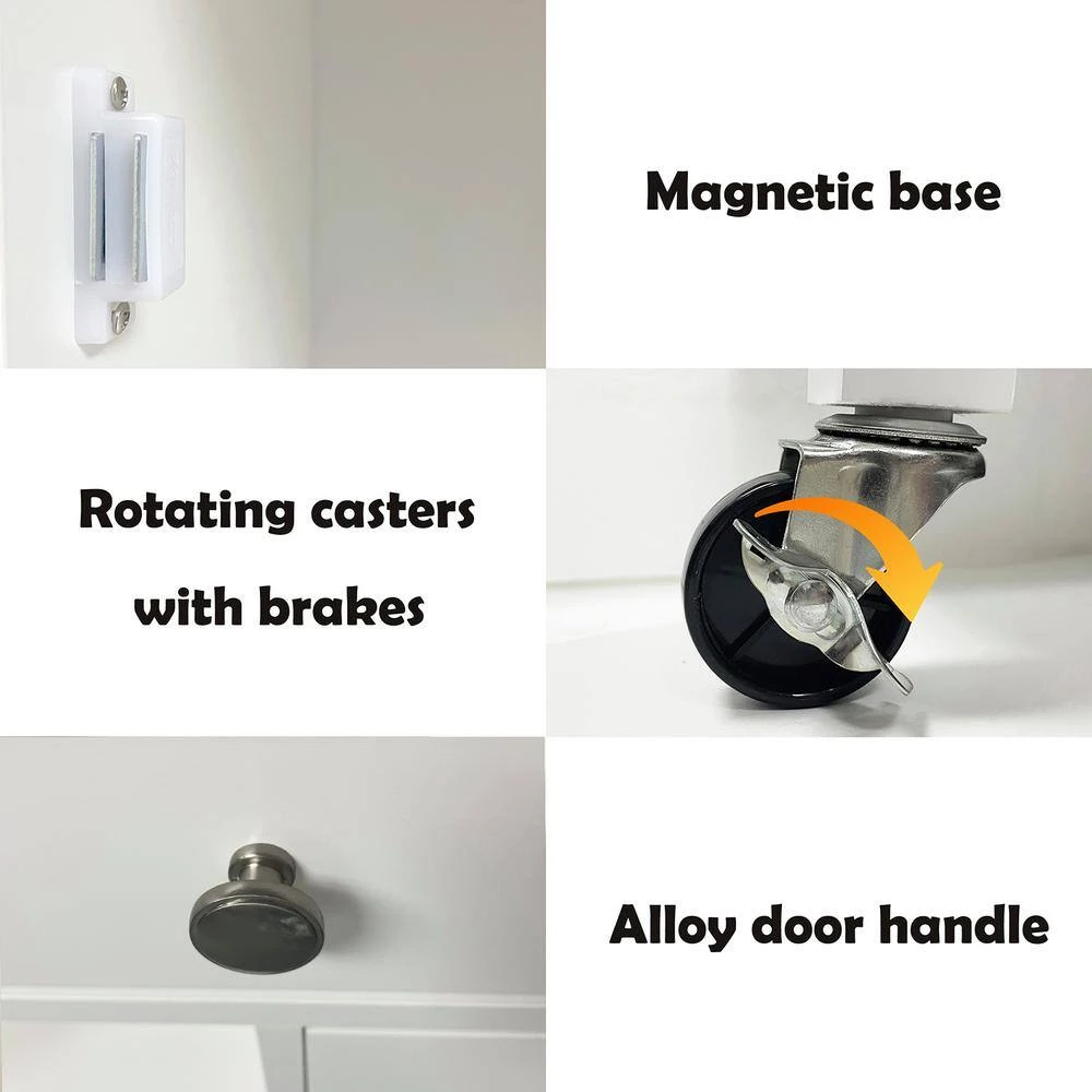 Kitchen Island Rolling Trolley Cart With Towel Rack Rubber Wood Table Top by Siavonce 11 Kitchen Island Rolling Trolley Cart With Towel Rack Rubber Wood Table Top by Siavonce - Image 9