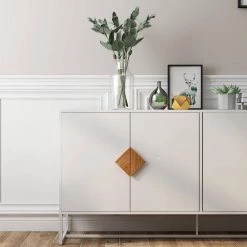 Solid Wood Special Shape Square Handle Design With 4 Doors And Double Storage Sideboard by Siavonce -OS Home Sales Shop white siavonce sideboards buffet tables dj y w282s00014 1f 1000