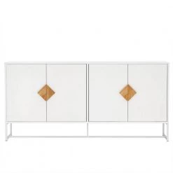 Solid Wood Special Shape Square Handle Design With 4 Doors And Double Storage Sideboard by Siavonce