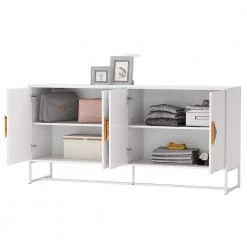 Solid Wood Special Shape Square Handle Design With 4 Doors And Double Storage Sideboard by Siavonce -OS Home Sales Shop white siavonce sideboards buffet tables dj y w282s00014 77 1000