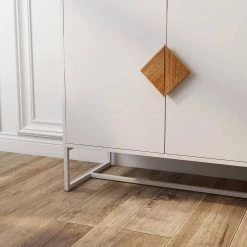 Solid Wood Special Shape Square Handle Design With 4 Doors And Double Storage Sideboard by Siavonce -OS Home Sales Shop white siavonce sideboards buffet tables dj y w282s00014 fa 1000