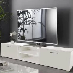 63 in. L x 15.7 in. W White Multifunctional TV Table with 2-Open Shelves and 2-Doors Fits TV's up to 70 in. by Siavonce -OS Home Sales Shop white siavonce tv stands jf y w33129218 31 1000