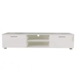 63 in. L x 15.7 in. W White Multifunctional TV Table with 2-Open Shelves and 2-Doors Fits TV's up to 70 in. by Siavonce