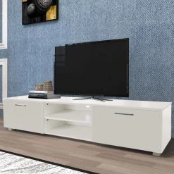 63 in. L x 15.7 in. W White Multifunctional TV Table with 2-Open Shelves and 2-Doors Fits TV's up to 70 in. by Siavonce -OS Home Sales Shop white siavonce tv stands jf y w33129218 76 1000