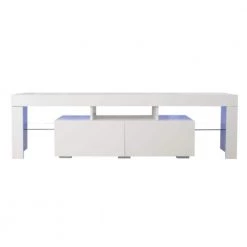 13.8 in. W Modern White TV Cabinet with 20-Color LED and Remote Control Light Fits TV's up to 70 in. by Siavonce