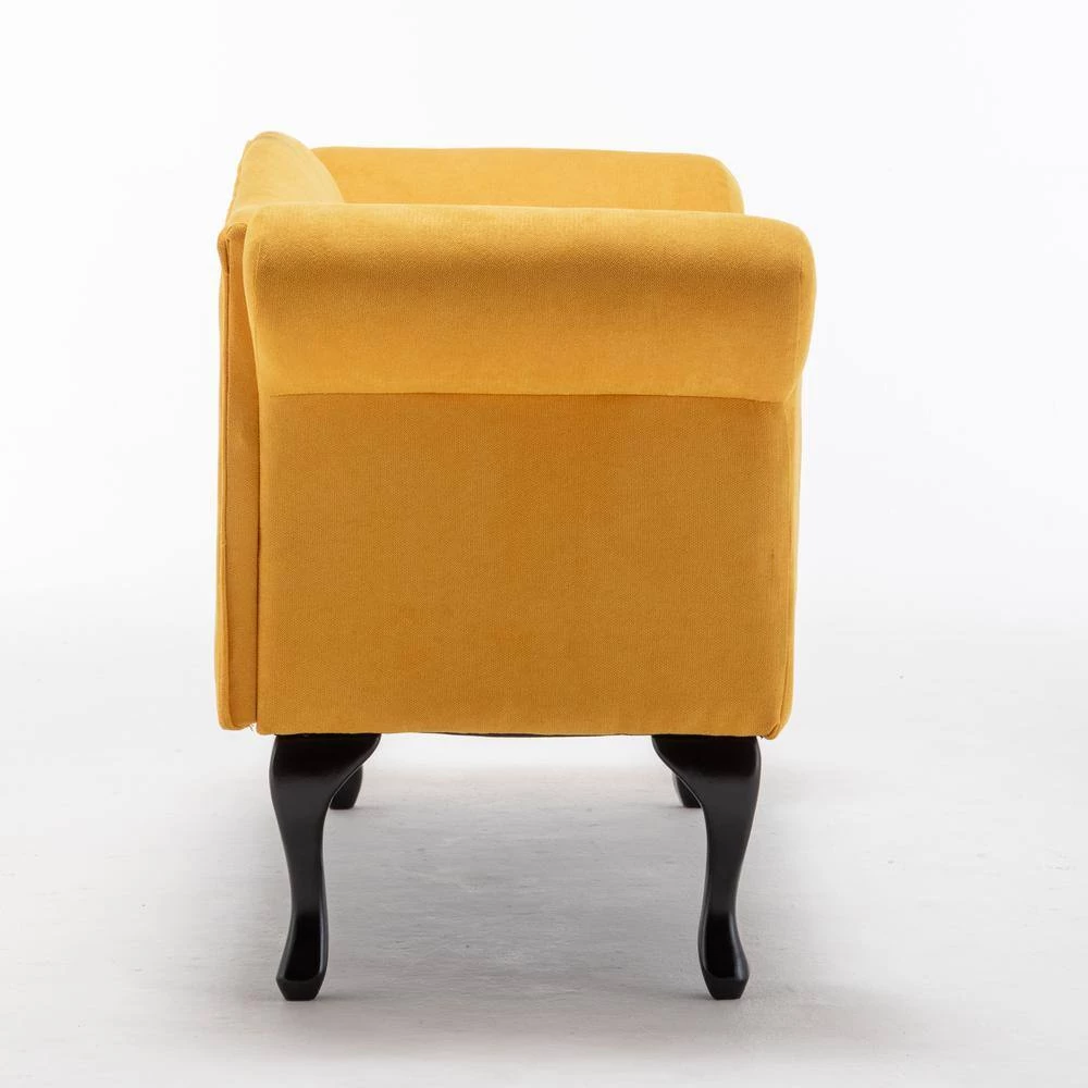 53" Loveseat Sofa, Small Upholstered Linen Oversized Chair 2 Seat Mid-Century Sofa for Living Room(Yellow) by Siavonce 4 53" Loveseat Sofa, Small Upholstered Linen Oversized Chair 2 Seat Mid-Century Sofa for Living Room(Yellow) by Siavonce - Image 2
