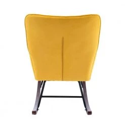 Yellow Velvet Fabric Comfortable Rocking Chair Living Room Chair With Wood And Iron Leg by Siavonce -OS Home Sales Shop yellow siavonce rockers gliders ottomans dj y w39533325 4f 1000