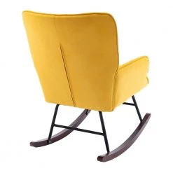 Yellow Velvet Fabric Comfortable Rocking Chair Living Room Chair With Wood And Iron Leg by Siavonce -OS Home Sales Shop yellow siavonce rockers gliders ottomans dj y w39533325 76 1000