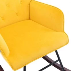 Yellow Velvet Fabric Comfortable Rocking Chair Living Room Chair With Wood And Iron Leg by Siavonce -OS Home Sales Shop yellow siavonce rockers gliders ottomans dj y w39533325 fa 1000